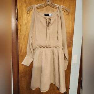 VENUS Sheer Open Long Sleeved Tie Front Elastic Waist in Back Dress Size Small